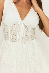 White Broderie Corset Detail Mini Dress - Minzu
