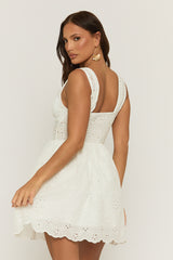 White Broderie Corset Detail Mini Dress - Minzu