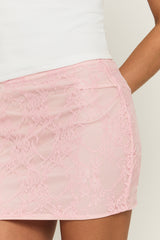 Pink Lace Bodycon Mini Skirt - Texas