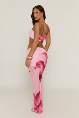Pink Floral Mesh Bandeau And Maxi Skirt Co-ord Set - Braeley