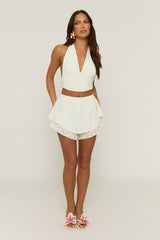 White Broderie Tiered Flippy Skort - Meera