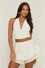 White Broderie Tiered Flippy Skort - Meera