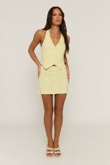 Yellow Waistcoat and Mini Skirt Co-ord - Kamila