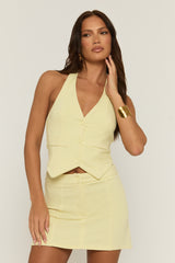Yellow Waistcoat and Mini Skirt Co-ord - Kamila