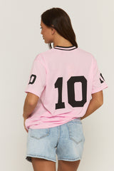 Pink Oversized Varsity Football T-shirt - Tokya