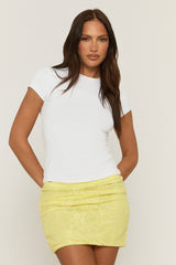 Butter Yellow Lace Bodycon Mini Skirt - Texas
