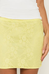 Butter Yellow Lace Bodycon Mini Skirt - Texas