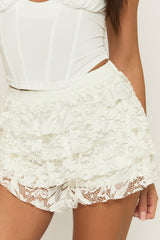 White Lace Tiered Skort - Gianna