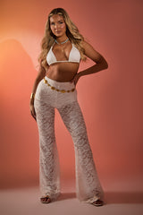 White Lace Kick Flare Trousers - Antonella