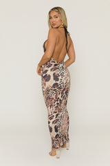Brown Leopard Print Maxi Dress - Juna