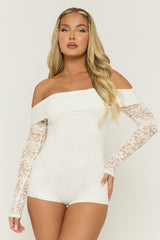 White Lace Bardot Playsuit - Irena