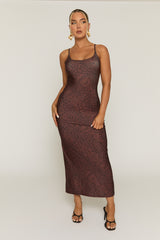 Chocolate Snake Print Strappy Maxi Dress - Bordeaux