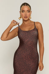 Chocolate Snake Print Strappy Maxi Dress - Bordeaux