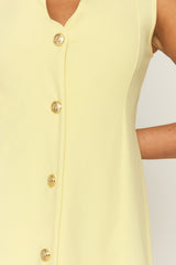 Yellow Tailored Gold Button Detail Mini Dress - Bari