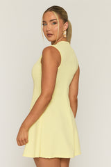 Yellow Tailored Gold Button Detail Mini Dress - Bari