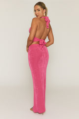 Pink Halterneck Top and Maxi Skirt Co-ord Set - Hoola