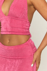 Pink Halterneck Top and Maxi Skirt Co-ord Set - Hoola