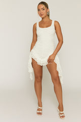 White Diamante Lace Ruffle Playsuit - Madrid