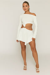 White Cut Out Ring Detail Mini Dress - Santana