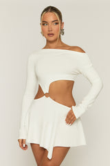 White Cut Out Ring Detail Mini Dress - Santana