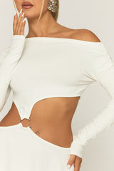 White Cut Out Ring Detail Mini Dress - Santana