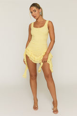 Yellow Diamante Lace Ruffle Playsuit - Madrid