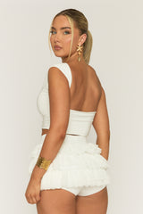 White Mesh Ruffle Mini Skort - Denmark