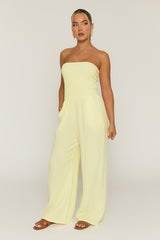 Yellow Crinkle Wide Leg Jumpsuit - Angeleena