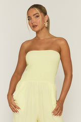 Yellow Crinkle Wide Leg Jumpsuit - Angeleena