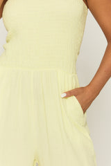 Yellow Crinkle Wide Leg Jumpsuit - Angeleena