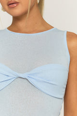 Blue Twist Front Mini Dress - Lizzy