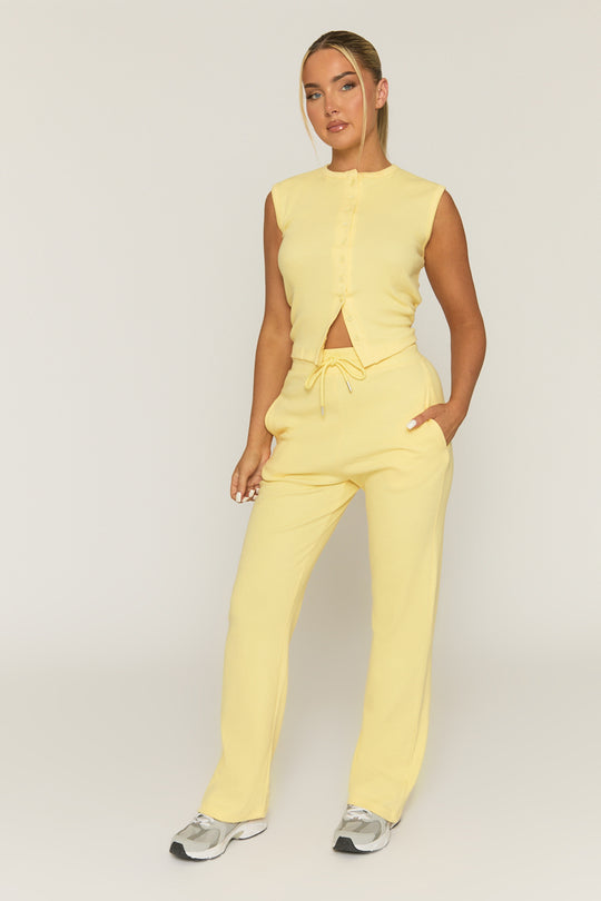 Butter Yellow Button Front Top and Wide Leg Trouser Co-ord Set - Estonia