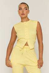 Butter Yellow Button Front Top and Wide Leg Trouser Co-ord Set - Estonia