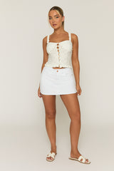 White Denim Mini Skirt - Lainey
