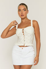 White Denim Mini Skirt - Lainey