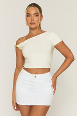 Cream Gold Trim Asymmetric Top - Penelope