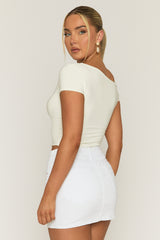 Cream Gold Trim Asymmetric Top - Penelope