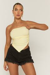 Butter Yellow Bandeau Pointed Hem Top - Croatia