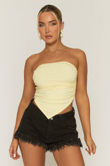 Butter Yellow Bandeau Pointed Hem Top - Croatia