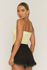 Black Extreme Fray Hem Denim Shorts - Kolbie