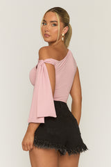 Pink One Shoulder Tie Side Top - Malta