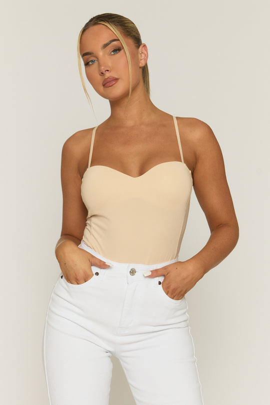 Beige Padded Bust Bodysuit - Seville