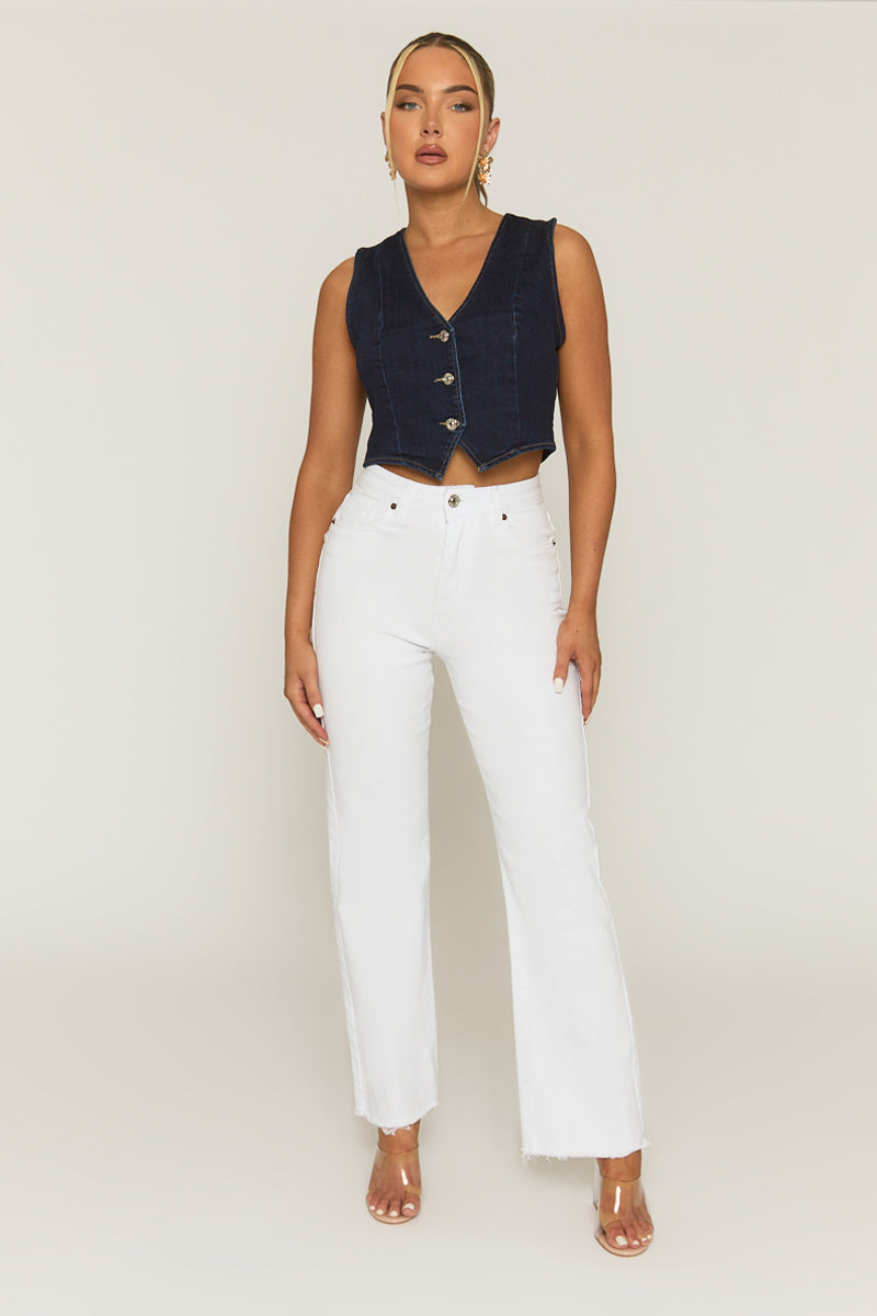 Indigo Blue Denim Waistcoat - Milan