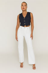 Indigo Blue Denim Waistcoat - Milan