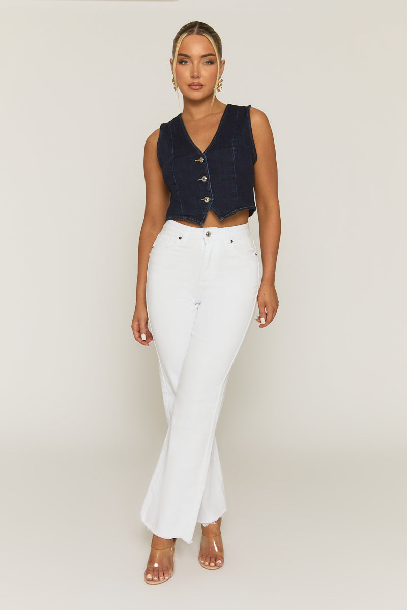 Indigo Blue Denim Waistcoat - Milan