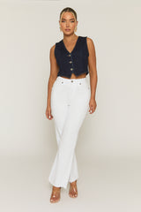 Indigo Blue Denim Waistcoat - Milan