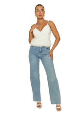 White Ruffle Hem Cami Top - Cairo