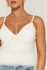 White Ruffle Hem Cami Top - Cairo