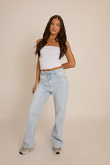 Light Blue Stretch Straight Leg Jeans - Scarlett