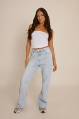 Light Blue Stretch Straight Leg Jeans - Scarlett